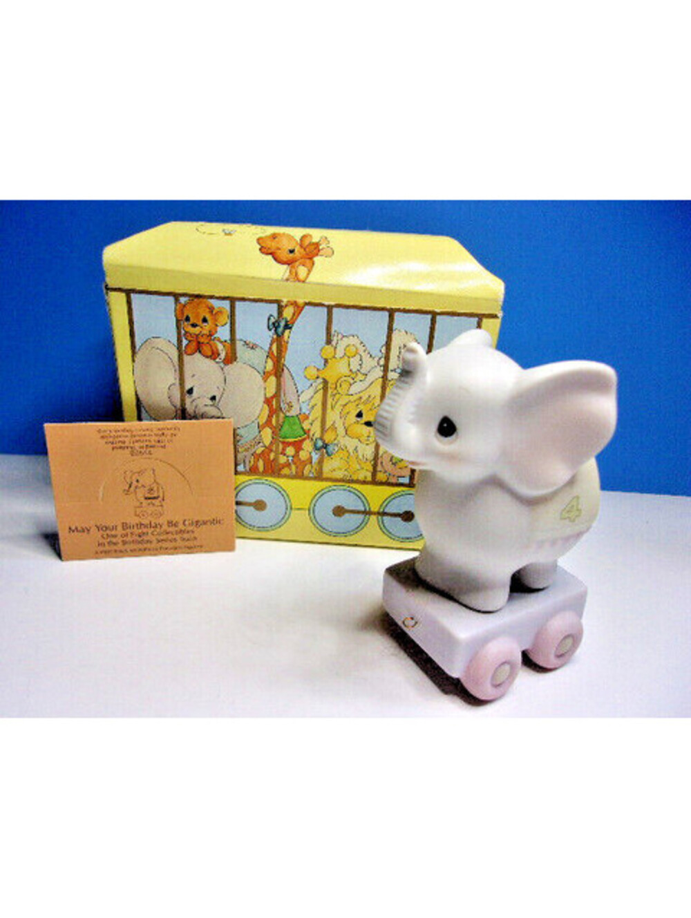 Vintage 1985 Precious Moments Birthday Train Elephant 4 Four Year Old 15970 IOB